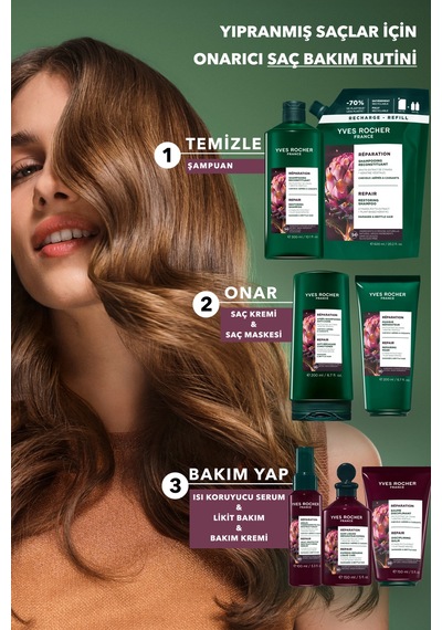 Yves Rocher 2'li Onarıcı Bitkisel Keratin Orijinal Boy Şampuan Seti-2x Şampuan 300 Ml
