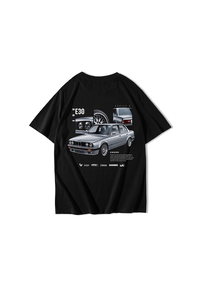 Brz Collectıon Brz Collection Unisex Oversize Icon E30 Icon T-shirt Siyah