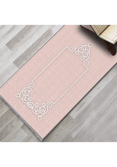 Evaşk EVAŞK407D66 Namazlık Dokuma Halı Kaymaz Muslumana Seccade Pembe