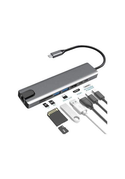 8 In 1 Type-C Hub 87W Pd Hdmi Ethernet Typec Çoklayıcı Dönüştürüc