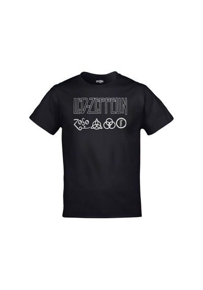 Kalic Studio Unisex Siyah Led Zeppelin Logolar Baskılı Siyahorj230