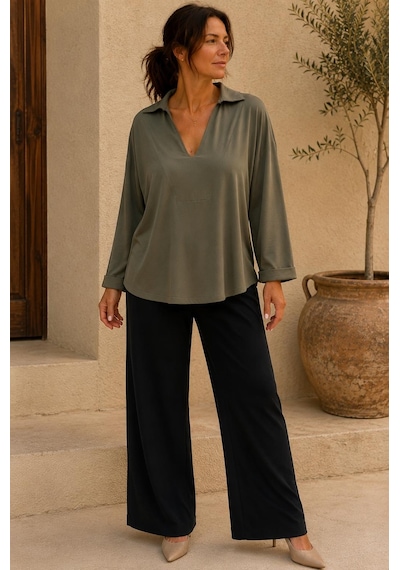 Alexandergardi V Yaka Dökümlü Oversize Bluz YEŞİL