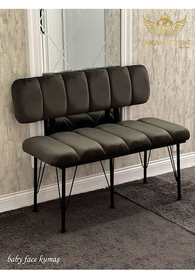 By Hakan Aşkın Siyah Metal Ayaklı Metal Alt Kasalı Line Style New 2024 Sırtlı Bench & Bank Koyu Füme Füme Bbf