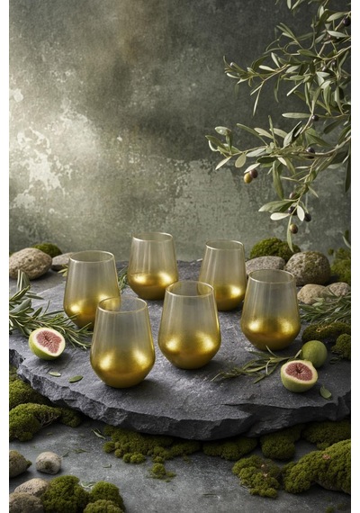 Safir 6'lı Meşrubat Bardağı 425 Ml Gold