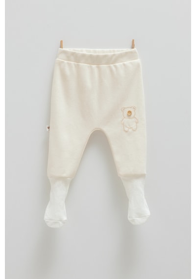 Caramell Cute Bear Çoraplı Bebek Pantolon Bej