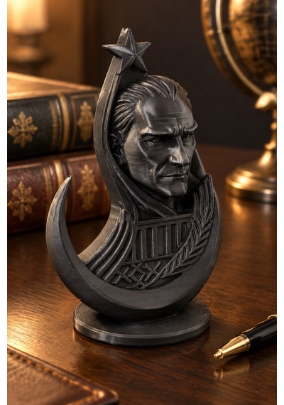 Ay Yıldızlı Atatürk Figürlü Dekoratif Mini Biblo 90794092