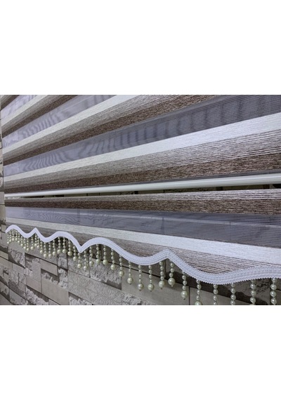 Kahve Krem Geçişli Zebra Perde Tüm Ölçülerde
