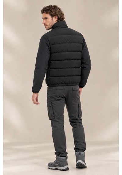 Hk Premium Oysho Kumaş Kollu Şişme Mont Su İtici Kışlık Siyah