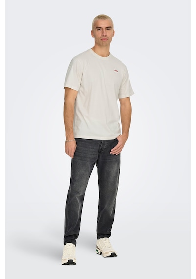 Only & Sons Erkek Onsdawson Regular Fit Kısa Kollu %100 Pamuk T-shirt 22033190 Ekru Ekru