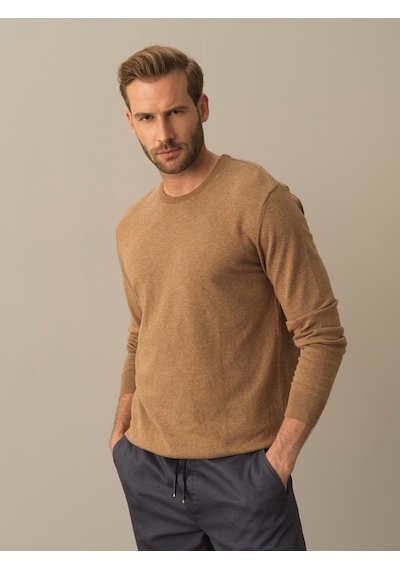 Xint Camel Regular Fit Bisiklet Yaka Pamuklu Kazak 801657