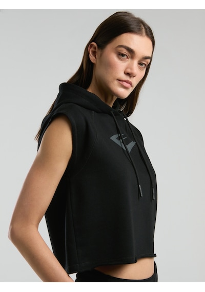 Everlast Ever Classics Wmn Siyah Kadın Crop Kapüşonlu Kolsuz Sweatshirt Siyah