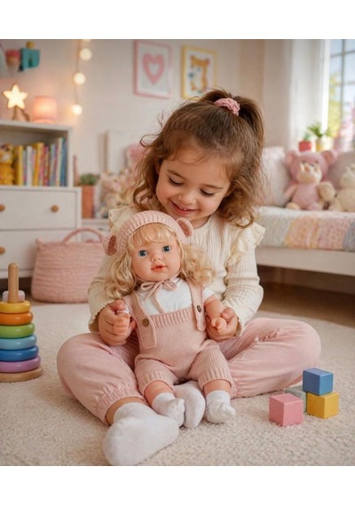 Konuşan Bebeğim 60 Cm Türkçe Konuşan Örgü Tulum Ve Şapkalı Kafası Bacakları Kolları Et Oyuncak Bebek 02082037