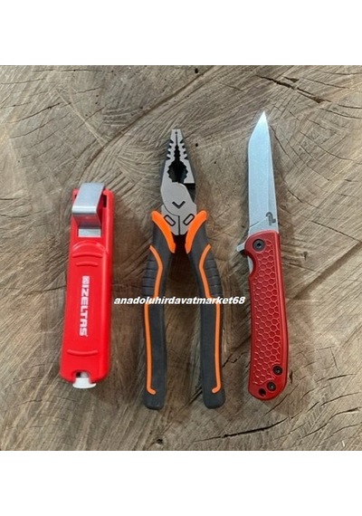 Tgt Fit Pense Seti Cobalt Çelik Pense İzeltaş Kablo Sıyırıcı Bordo Çakı 3lü Set Diğer
