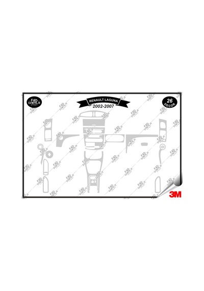 Renault Laguna 2002- 2007 Torpido Konsol Trim Göğüs Maun Kaplama Set 26 Parça Gümüş Renk