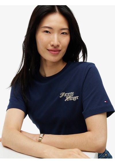 Tommy Hilfiger Scrıpt New Reg C-nk S/s Tshırt Kadın Mavi T-shirt - Ww0ww52360