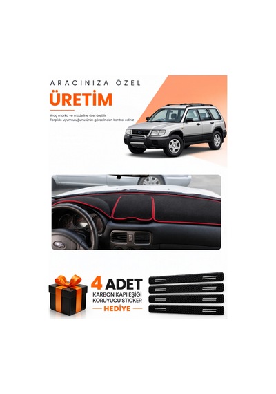 Subaru Forester 1997-2002 Uyumlu Torpido Koruma Örtüsü Oto Kılıfı - Siyah Kırmızı