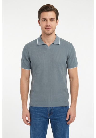 Baglan Erkek Spor Polo Yaka Triko Tişört Bgl-st05374 Mavi