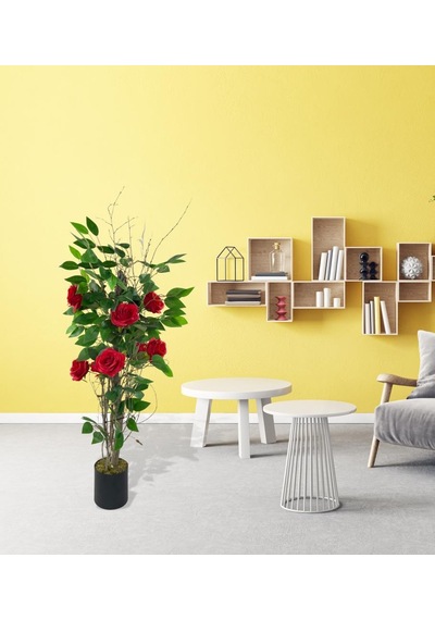 Yapay Ağaç Kırmızı Gül Ağacı 90cm Doğal Salex Dallı gülağacı90cm