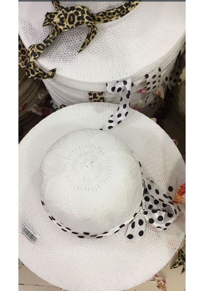 Kardelen Butik Denizli Panama Kadın Plaj Şapkası Merserize Beyaz Beyaz
