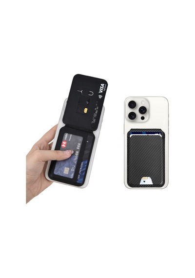 Standlı Magnetik Kartlık Wiwu Mw-003 Mag Wallet Siyah Karbon Tasarım