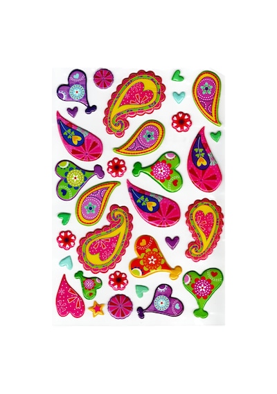 Sticker Kabartmalı A4 Boyutunda Stiker Defter, Planlayıcı Etiket Lim006 - Buta Kalp Desenli