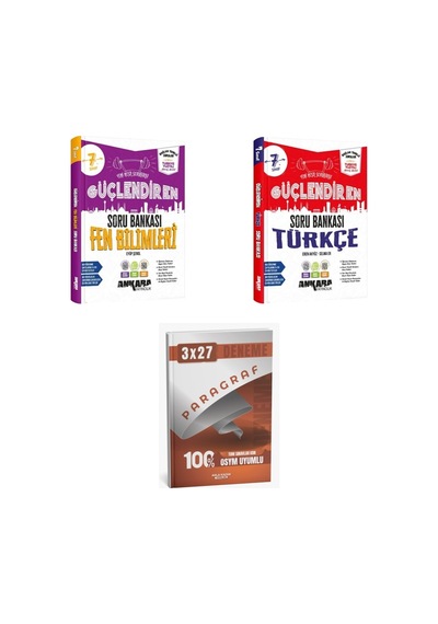 2027 Ankara 7. Sınıf Güçlendiren Fen Bilimleri + Türkçe Soru + Anla Kazan Paragraf Deneme 3'lü Set