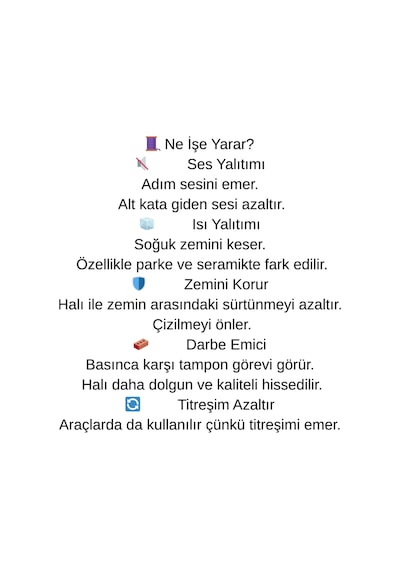 Keçecimemett Halı Altı Keçe Yalıtım Pedi Ses & Isı İzolasyonlu Zemin Koruyucu Renkli