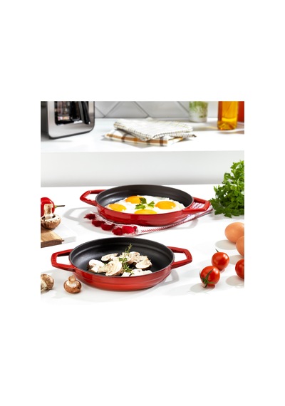 Schafer Guss Chef Döküm Sahan Çift Kulplu 19cm 1 Parça Kırmızı