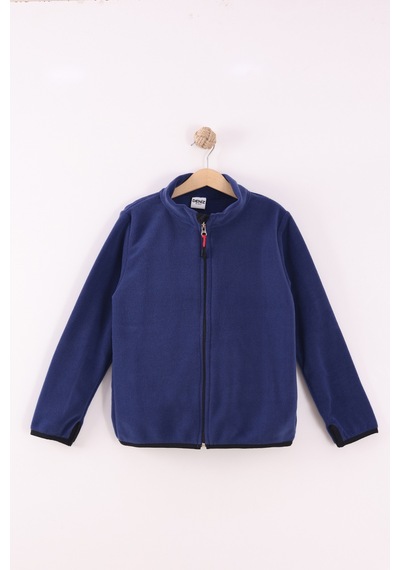 Monox Çocuk Unisex Parmak Geçmeli Polar Ceket Saks