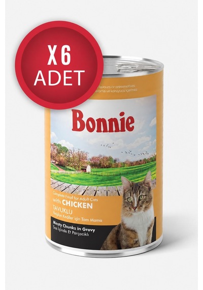 Tavuklu Sos İçinde Et Parçacıklı Yetişkin Kedi Konservesi 400g X 6 Adet