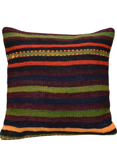 Zehra Abla Halı Yeni El Dokuma Dekoratif Kilim Kırlent Yastık Kılıfı 6482 Çok Renkli