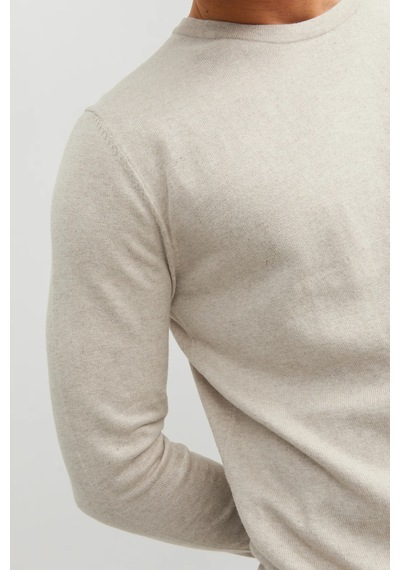 Jack & Jones Erkek Basic Krem İnce Triko Kazak - 12208364 Krem