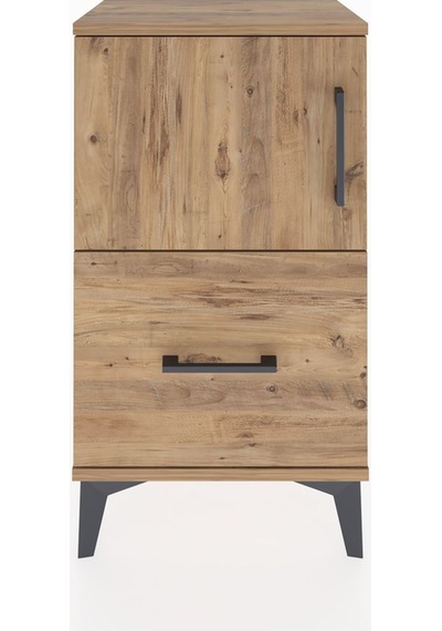 Arges Komodin Tek Raflı Tek Çekmeceli Tek Kapaklı 44x30x80 Ça... Çam