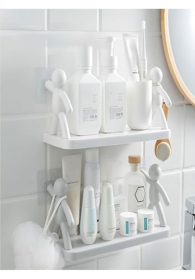 Büyük Boy Yapıskanlı Çöp Adam Şeklinde Organizer Duvar Raf Banyo