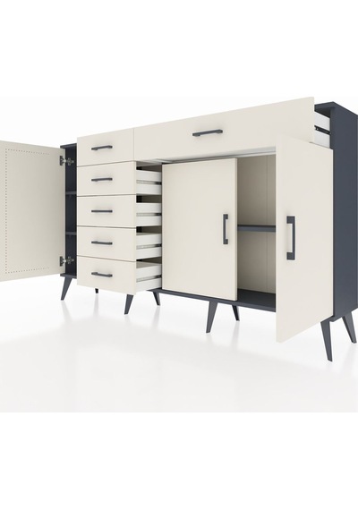 Arges Konsol 3 Raflı 6 Çekmeceli 3 Kapaklı 176x30x99 Antrasit-aytaşı Aytası - Antrasıt Arges Konsol 3 Raflı 6 Çekmeceli 3 Kapaklı 176x30x99 Antrasit-aytaşı Aytası - Antrasıt