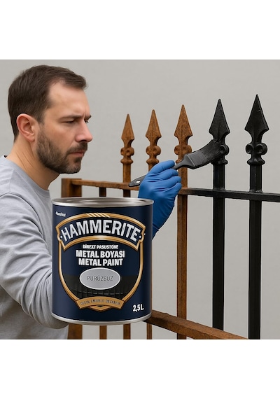 Hammerite Direkt Pas Üstü Pürüzsüz Metal Boyası Koyu Siyah 0.75 Lt Siyah