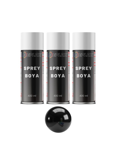 3 Adet Ral 9005 Parlak Siyah Sprey Boya 400 Ml.