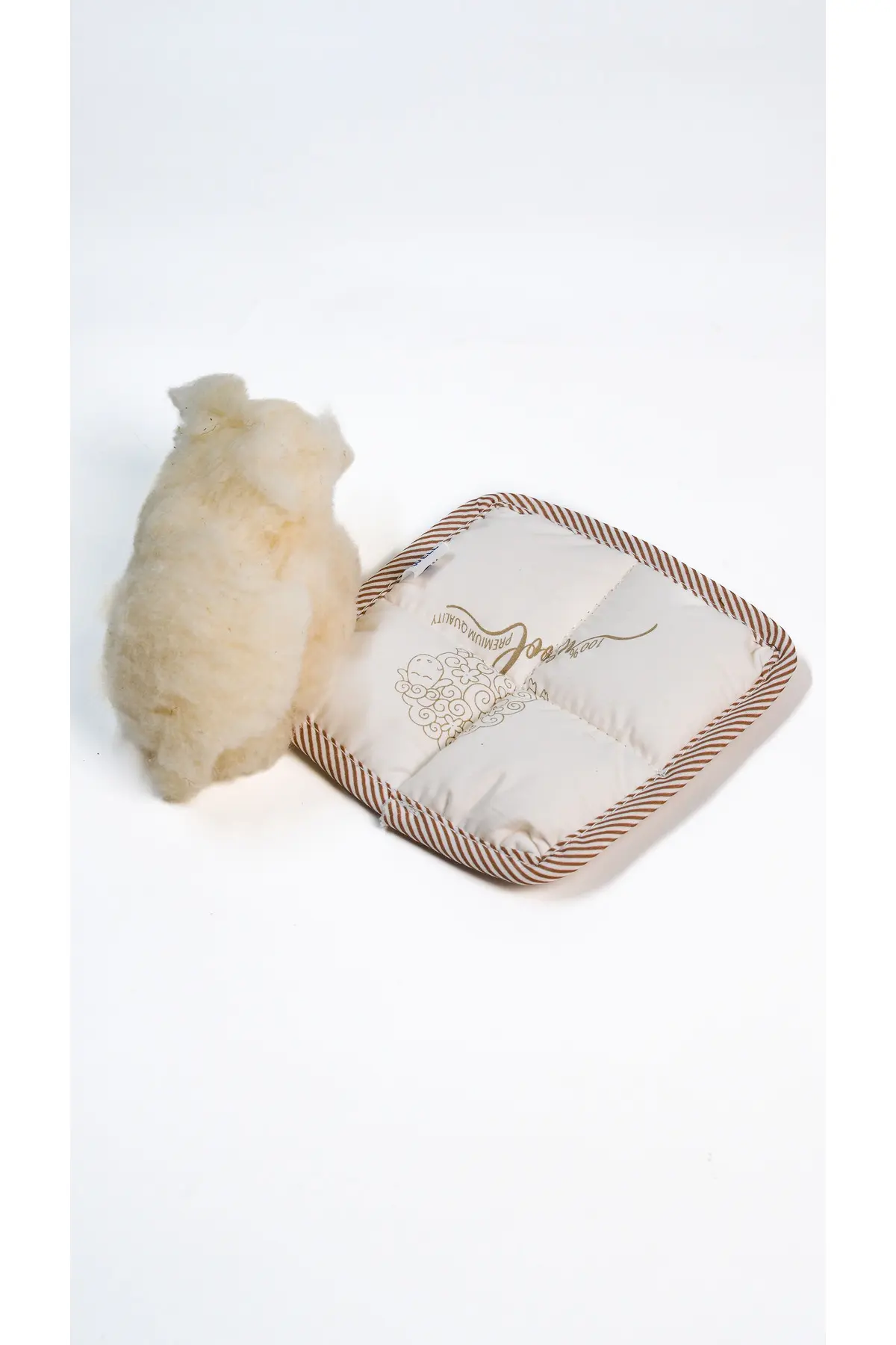 Woolly Well %100 Doğal Merinos Koyun Yünü Dolgulu Medikal Yastık - 15x15 Cm Beyaz
