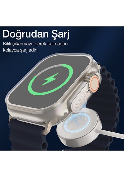 Caseonn Apple Watch Ultra 3 49mm Kılıf Ekran Korumalı 360 Tam Koruma Siyah
