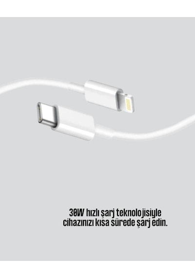 Apple Uyumlu iPhone İpad Airpods 30w Type c To Lightning Kablo