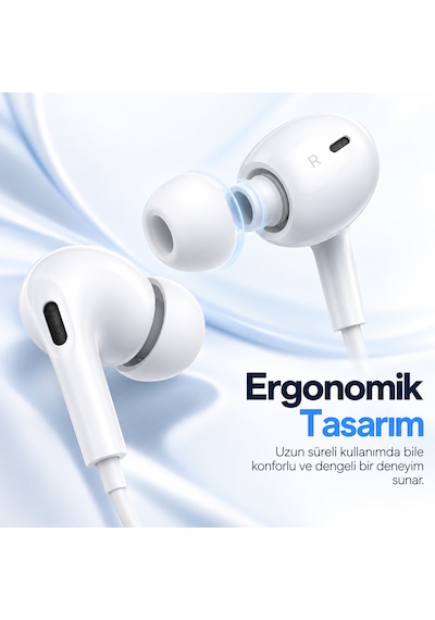 Woyax Mikrofonlu Kablolu Lightning Kulak İçi Kulaklık Silikonlu Güçlü Bass İphone İpad Uyumlu Wy-ec01l
