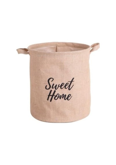 Deconox "sweet Home" Yuvarlak Jüt Düzenleyici Sepet Çap 32cm, Yükseklik 36cm Krem Renk Katlanabilir Kumaş Kul Diğer
