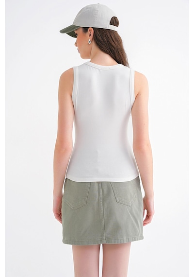 Mixray 2012 Kadın Slim Fit Basic Atlet Beyaz