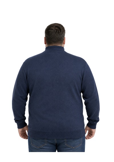 Battalmoda Erkek Büyük Beden Melanj Lacivert Basic Cepli Triko Hırka 3xl-4xl-5xl-6xl