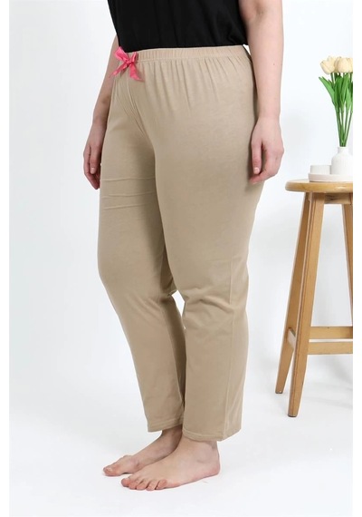 Mtm My The Mall Kadın Pamuklu Büyük Beden Alt Pijama Bej Bej