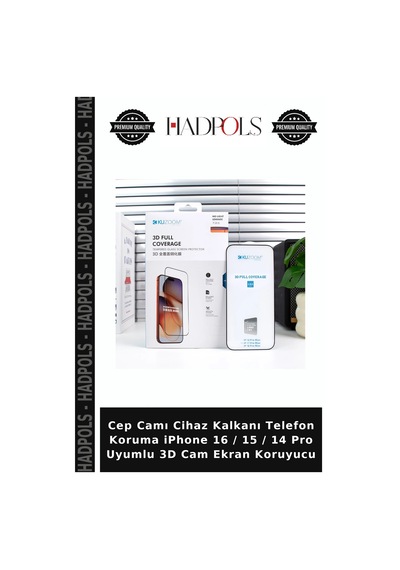 Cep Camı Cihaz Kalkanı Telefon Koruma İphone 16 / 15 / 14 Pro Uyumlu 3d Cam Ekran Koruyucu