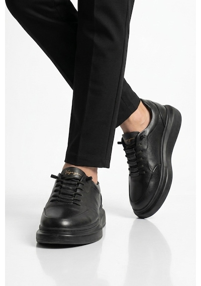 Voyager Siyah Hakiki Deri Erkek Sneaker Memory Taban Premium Casual Ayakkabı M704-1 M