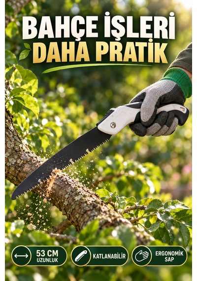 53 Cm Katlanır Budama Testeresi Pelikan El Testeresi Bahçe Dal Ve Ahşap Kesimi Ergonomik Saplı Büyük