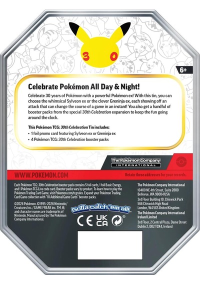 Pokémon Tcg: 30th Celebration Tin Box - Greninja Ex Kartlı Metal Koleksiyon Kutusu