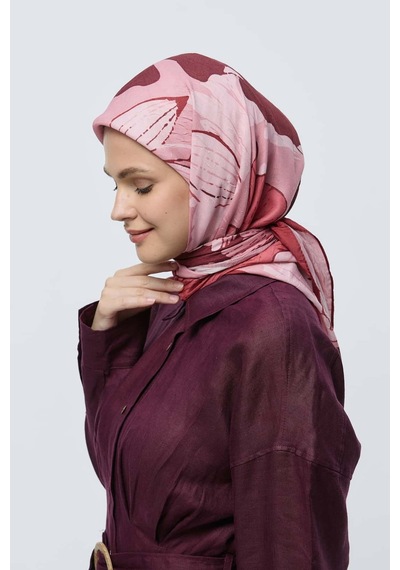 Moda Kaşmir Şakayık Desen Bambu Eşarp Bordo
